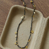 Boundless Spirit Woven Natural Stone Short Necklace - Black Spinel - floysun
