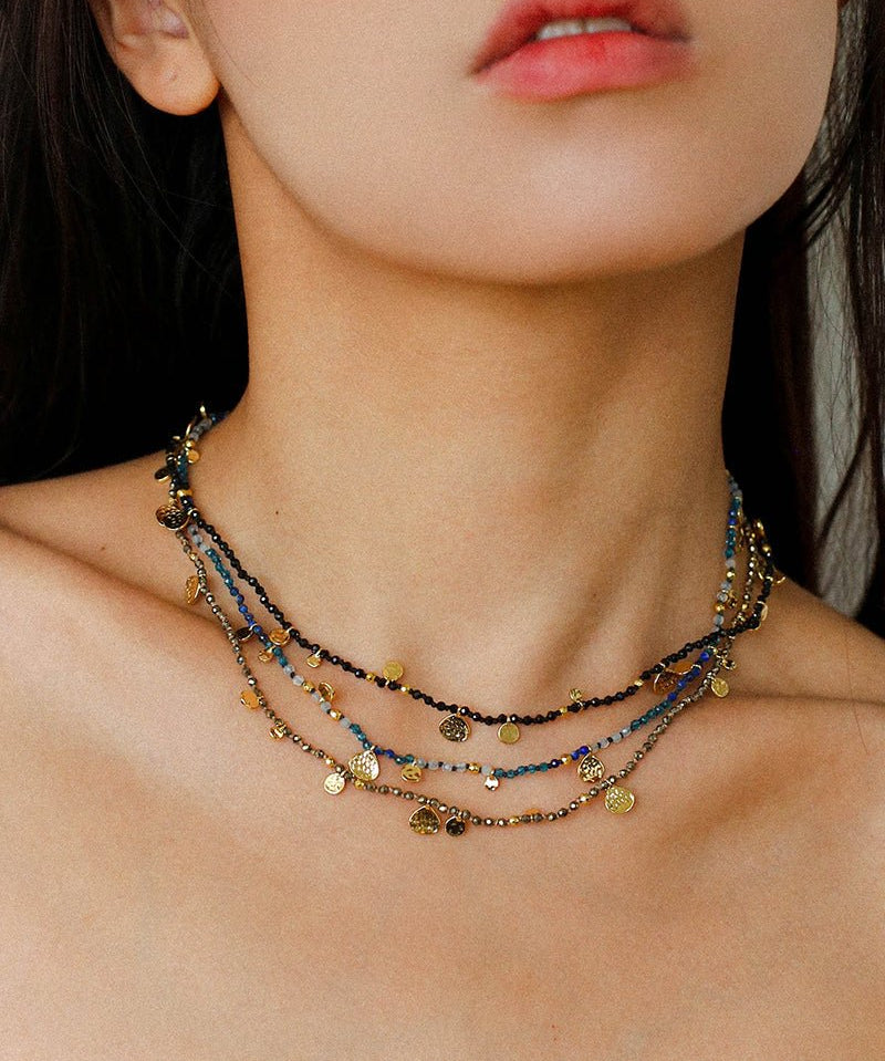 Boundless Spirit Woven Natural Stone Short Necklace - Gold Ore - floysun