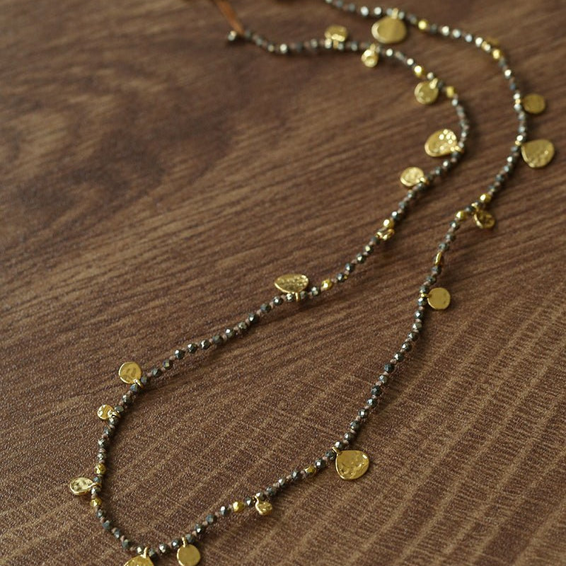 Boundless Spirit Woven Natural Stone Short Necklace - Gold Ore - floysun