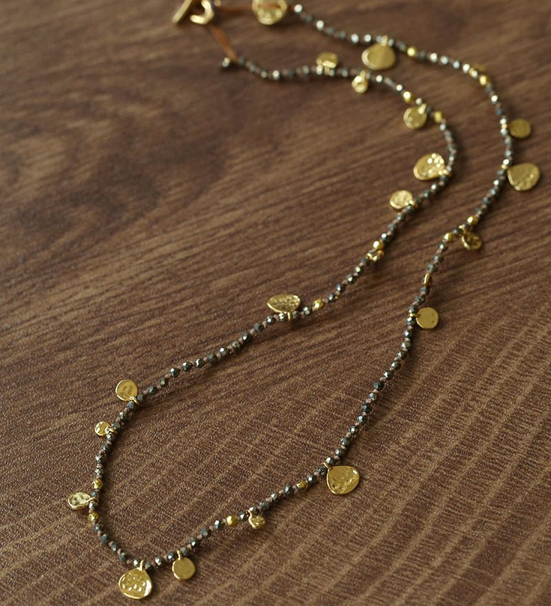 Boundless Spirit Woven Natural Stone Short Necklace - Gold Ore - floysun