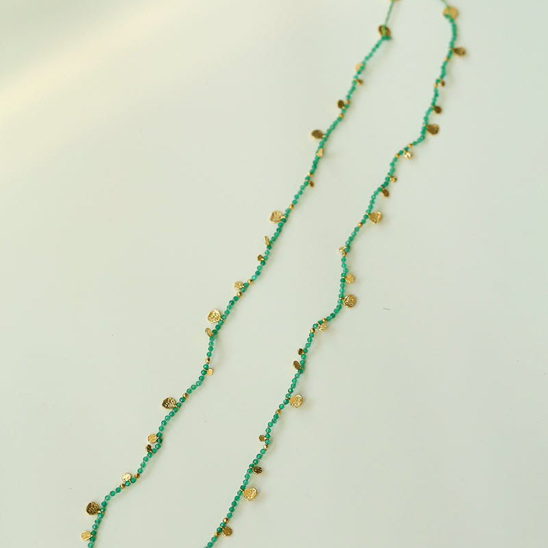 Boundless Spirit Woven Natural Stone Short Necklace - Green Agate - floysun