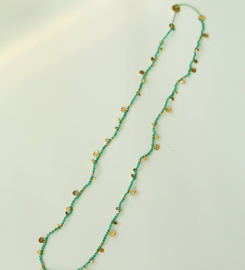 Boundless Spirit Woven Natural Stone Short Necklace - Green Agate - floysun