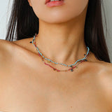 Boundless Spirit Woven Natural Stone Short Necklace - Red Corundum - floysun