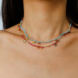 Boundless Spirit Woven Natural Stone Short Necklace - Red Corundum - floysun