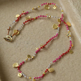 Boundless Spirit Woven Natural Stone Short Necklace - Red Corundum - floysun