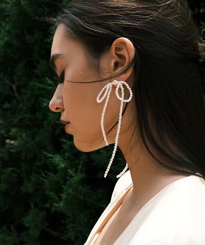 Bow Dance Two - Tone Bow Earrings - floysun