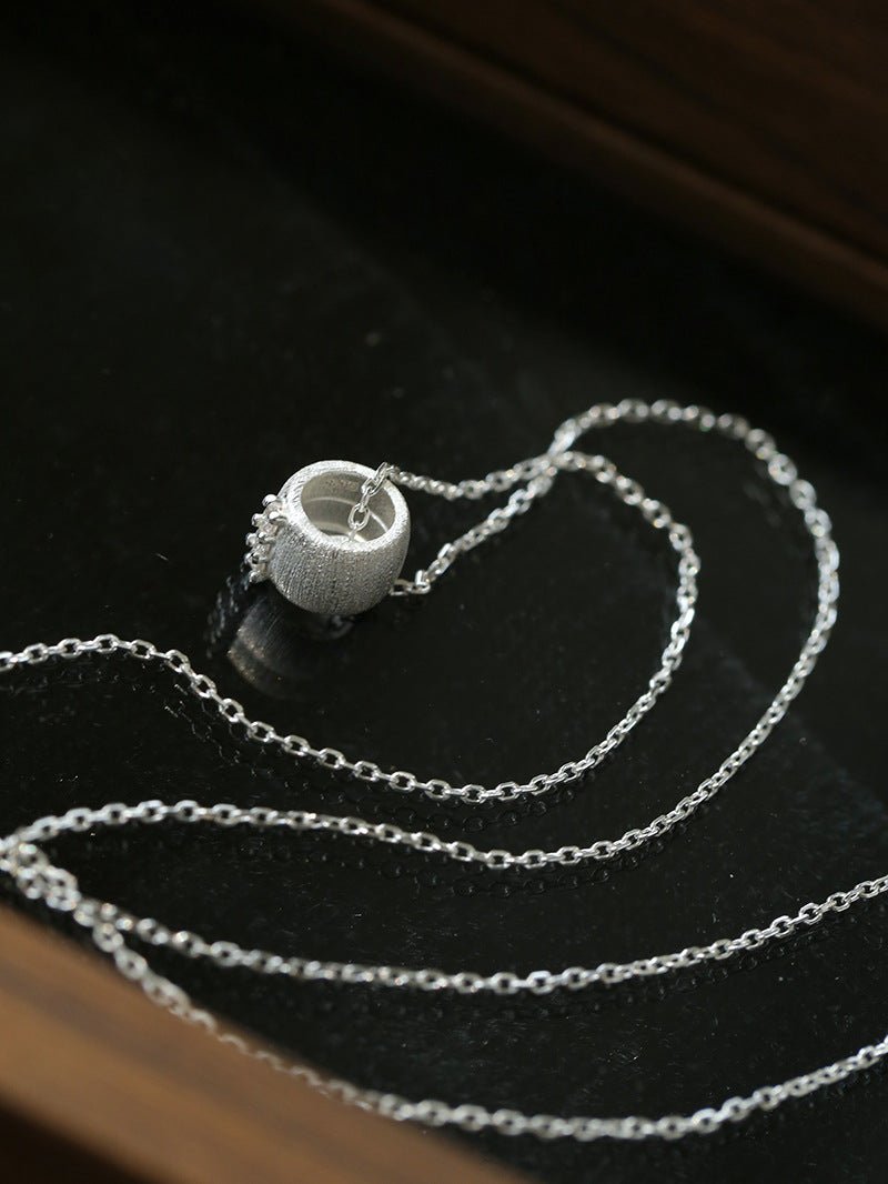 Brushed Barrel CZ Pendant Adjustable Necklace - floysun