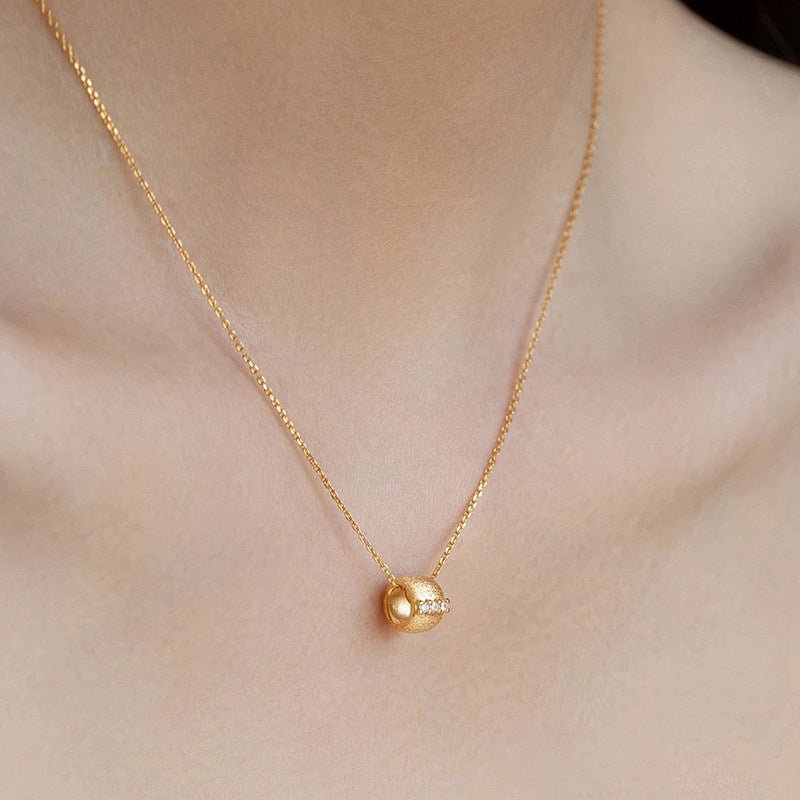Brushed Barrel CZ Pendant Adjustable Necklace - floysun