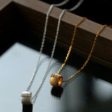 Brushed Barrel CZ Pendant Adjustable Necklace - floysun