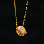 Brushed Barrel CZ Pendant Adjustable Necklace - floysun