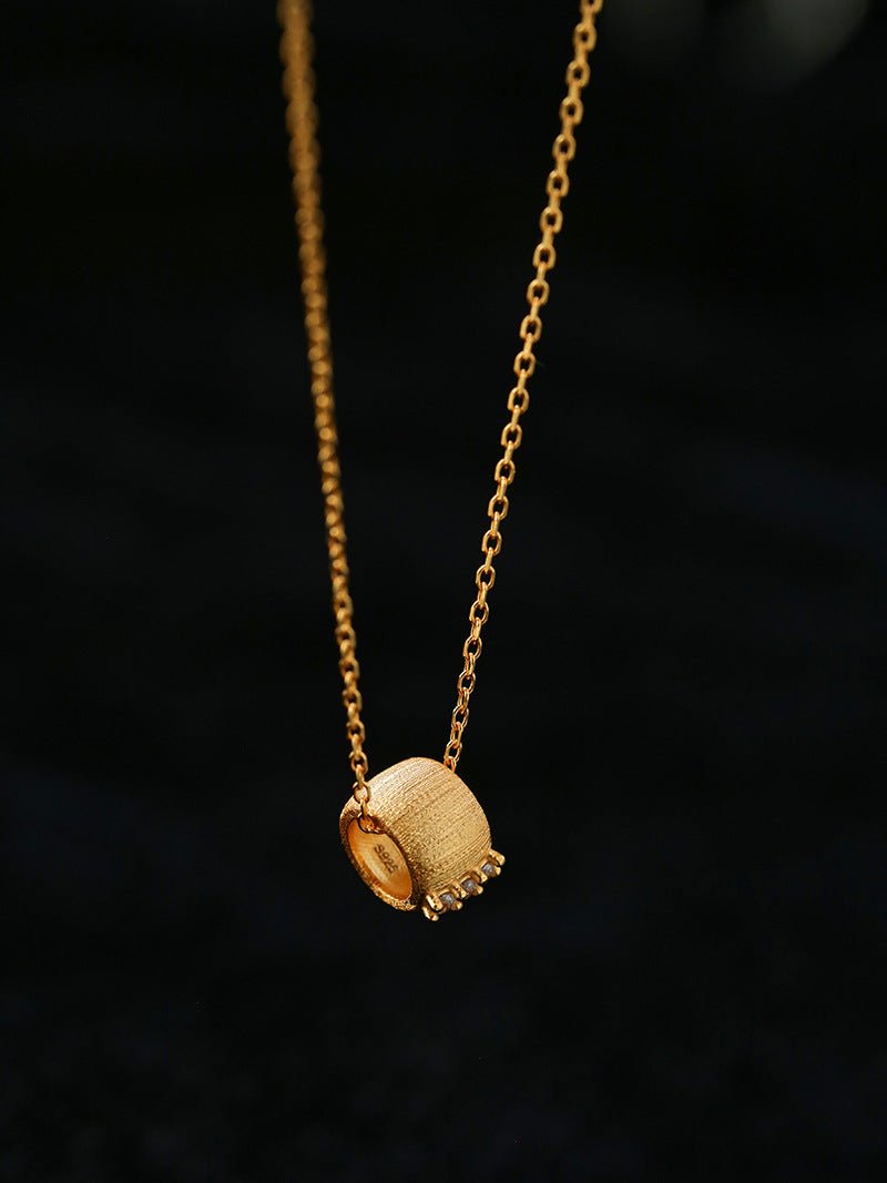 Brushed Barrel CZ Pendant Adjustable Necklace - floysun