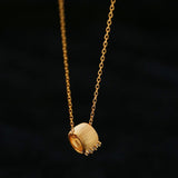 Brushed Barrel CZ Pendant Adjustable Necklace - floysun