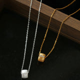 Brushed Barrel CZ Pendant Adjustable Necklace - floysun
