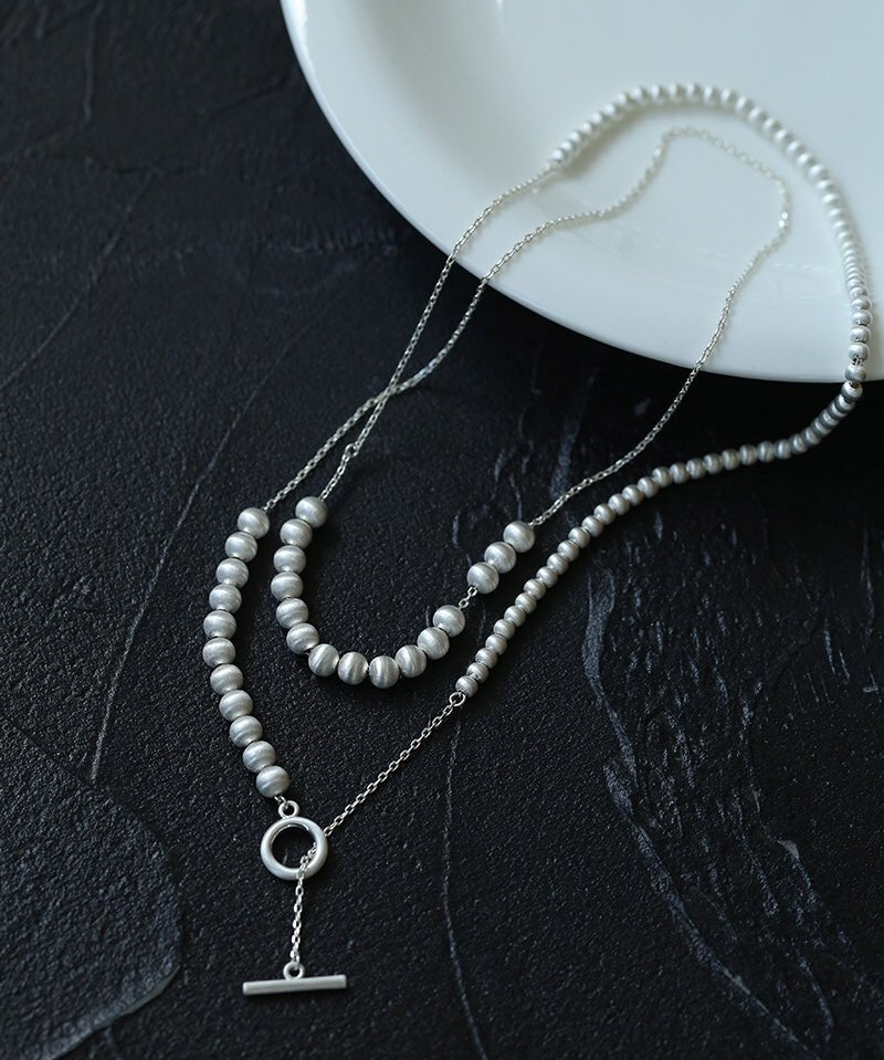 Brushed Bead Long Multi - Layer Wrap OT Chain Necklace - floysun