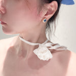 Brushed Blue Sapphire Hexa - Star Earrings - floysun