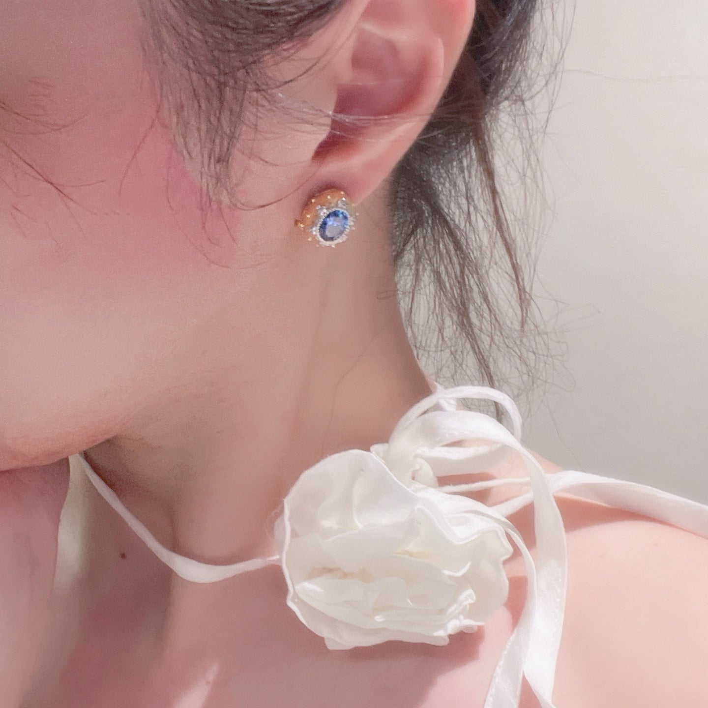 Brushed Blue Sapphire Hexa - Star Earrings - floysun