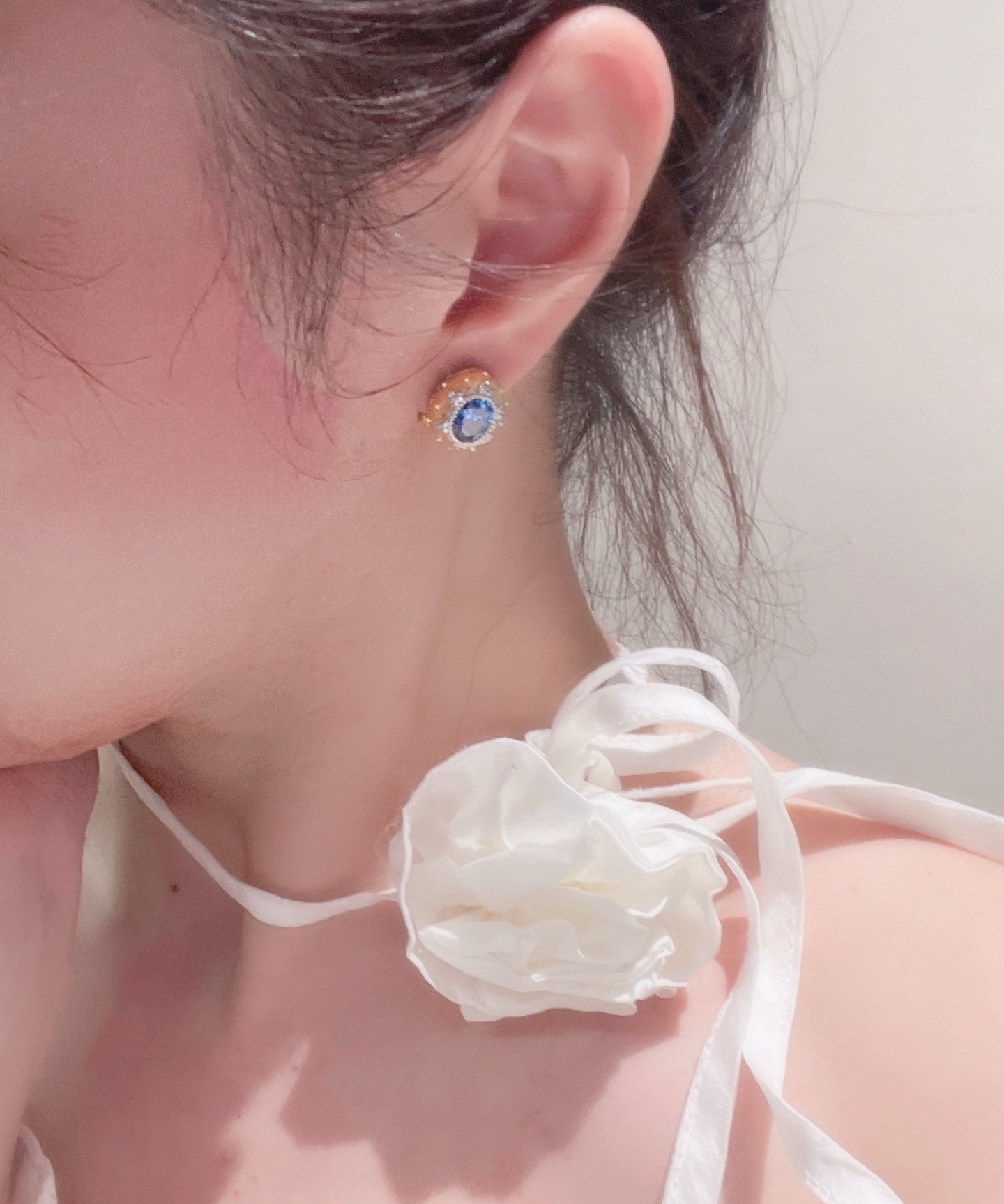 Brushed Blue Sapphire Hexa - Star Earrings - floysun