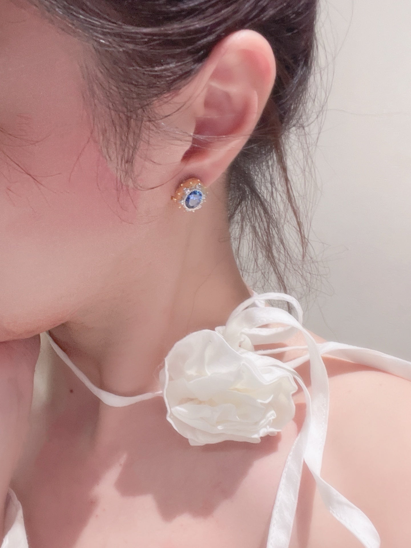 Brushed Blue Sapphire Hexa - Star Earrings - floysun