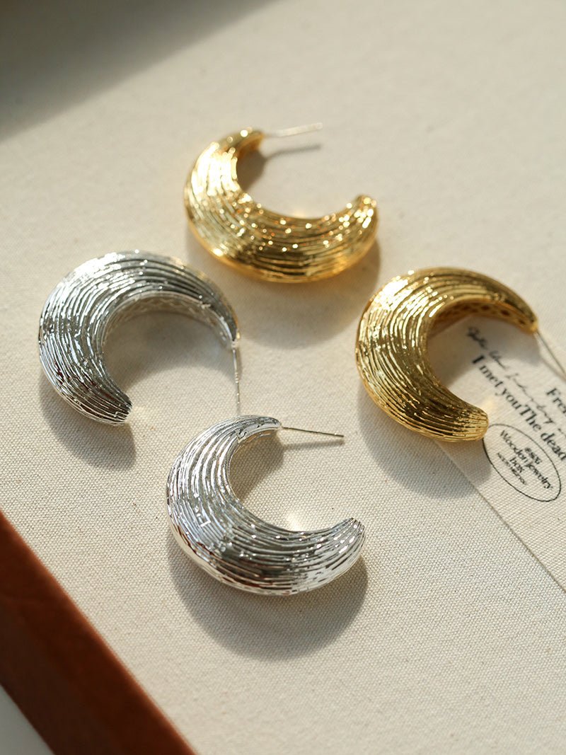 Brushed Crescent Hoop Earrings - floysun
