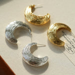 Brushed Crescent Hoop Earrings - floysun
