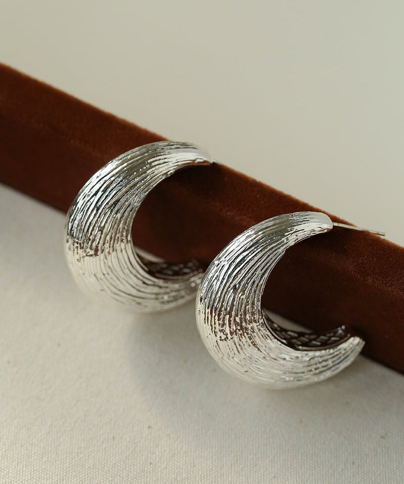 Brushed Crescent Hoop Earrings - floysun