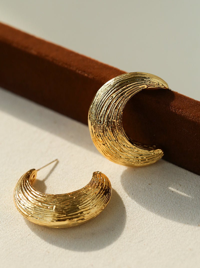 Brushed Crescent Hoop Earrings - floysun