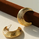 Brushed Crescent Hoop Earrings - floysun