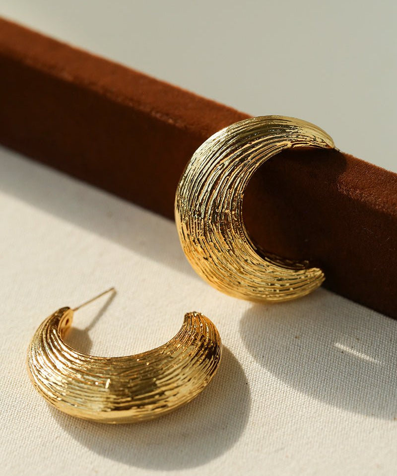 Brushed Crescent Hoop Earrings - floysun