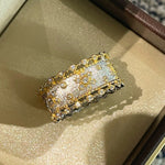 Brushed Dual - Tone North Star Wide Band Ring - floysun