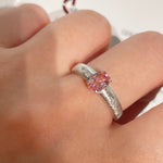 Brushed Eight - Point Star Cabochon Ring with Lab - Grown Sapphire - floysun