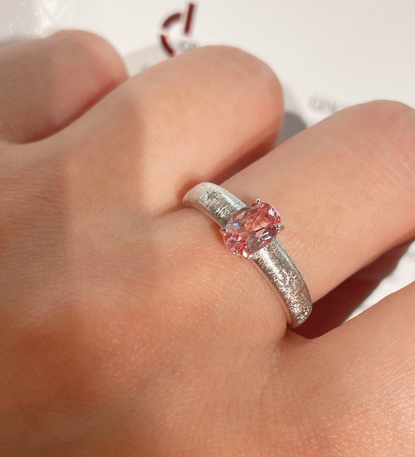 Brushed Eight - Point Star Cabochon Ring with Lab - Grown Sapphire - floysun