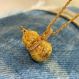 Brushed Filigree Gourd Pendant Necklace - floysun