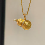 Brushed Filigree Gourd Pendant Necklace - floysun