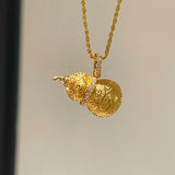 Brushed Filigree Gourd Pendant Necklace - floysun