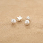 Brushed Matte Sphere Stud Earrings in 925 Sterling Silver - floysun