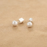 Brushed Matte Sphere Stud Earrings in 925 Sterling Silver - floysun