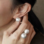 Brushed Matte Sphere Stud Earrings in 925 Sterling Silver - floysun