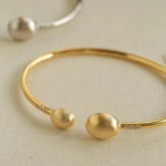 Brushed Silver Sphere Open Bangle - floysun