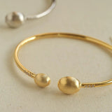 Brushed Silver Sphere Open Bangle - floysun