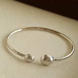 Brushed Silver Sphere Open Bangle - floysun