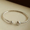Brushed Silver Sphere Open Bangle - floysun