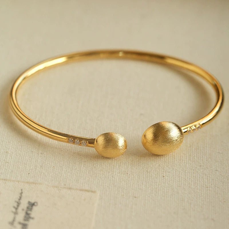Brushed Silver Sphere Open Bangle - floysun