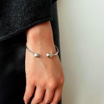 Brushed Silver Sphere Open Bangle - floysun