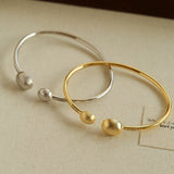 Brushed Silver Sphere Open Bangle - floysun