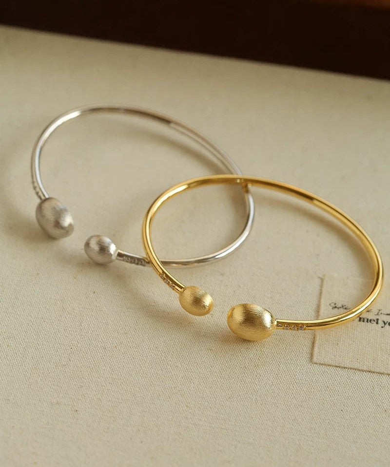 Brushed Silver Sphere Open Bangle - floysun