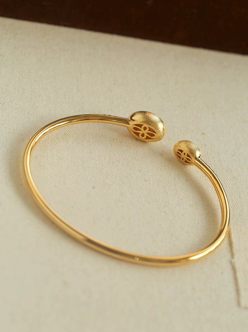 Brushed Silver Sphere Open Bangle - floysun