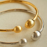 Brushed Silver Sphere Open Bangle - floysun