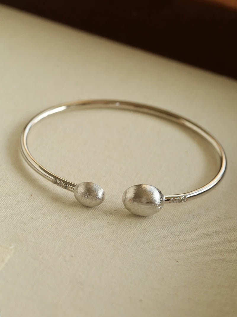Brushed Silver Sphere Open Bangle - floysun