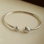 Brushed Silver Sphere Open Bangle - floysun