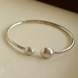 Brushed Silver Sphere Open Bangle - floysun
